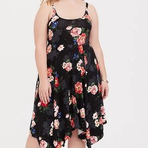 BLACK FLORAL TRAPEZE DRESS